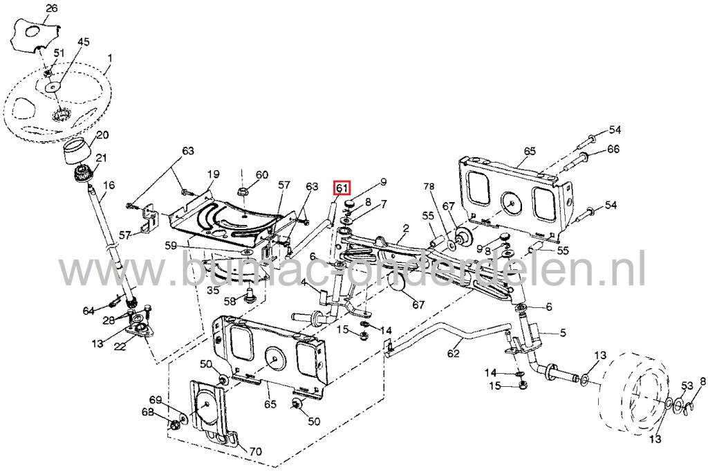 Stuurstang Links voor Husqvarna, Jonserd, Craftsman, Lazer, Partner, McCulloch, Wizard Zitmaaier, Tuintrekker Linker Stuur Stang YT4000, TC130, TC138, TC142, TC238, LT2213, LT2223, CT126, CTH126, LT151, LTH151, LZ11577HRB, M11577HRB