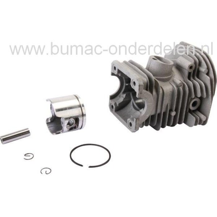 Cilinder Ø 40 mm met Zuiger voor Husqvarna 340, Jonsered CS2141 Kettingzaag, Cylinder Compleet met Zuiger, Zuigerveren en Pistonpen, Husqvarna - Jonsered - Partner - Mcculloch Cilinderset, onderdeel