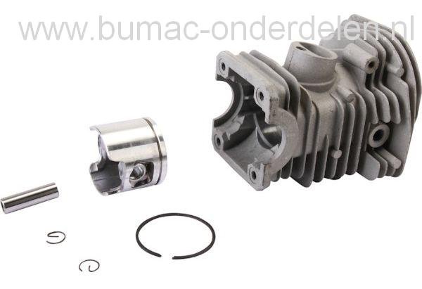 Cilinder Ø 40 mm met Zuiger voor Husqvarna 340, Jonsered CS2141 Kettingzaag, Cylinder Compleet met Zuiger, Zuigerveren en Pistonpen, Husqvarna - Jonsered - Partner - Mcculloch Cilinderset, onderdeel