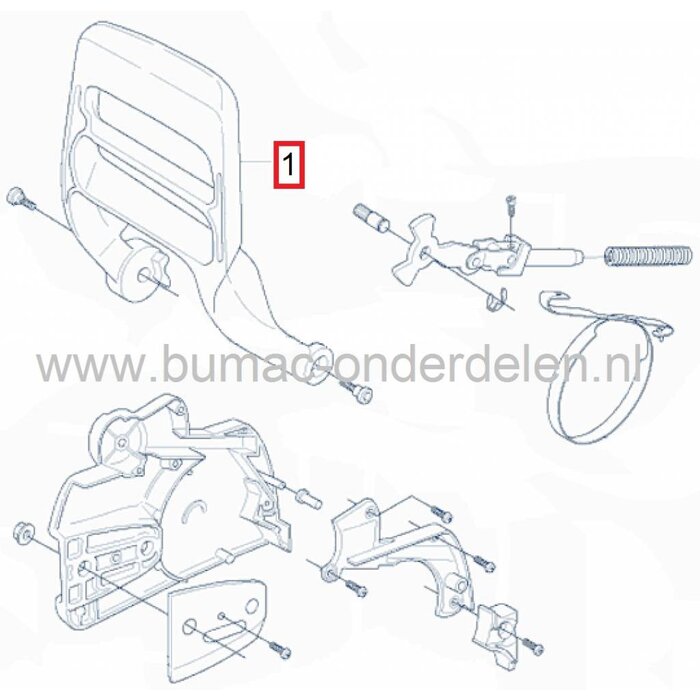 Veiligheidsbeugel Inschakelen Kettingrem Husqvarna 340 - 345 - 350 Kettingzaag, Veligheids Beugels, Kick Back Bescherming, Terugslag Beveiliging voor Husqvarna - Jonsered - Partner - McCulloch Kettingzagen - Motorzagen