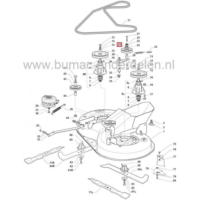 Spanpouly voor Castelgarden MP84 - PDC140 - XDC135HD - XDC140 - XDC140HD, Mountfield T30M - 1430 - 1430H, Stiga SC84 - SC8414 - Estate Master HST, Poelie, Poulie voor Zitmaaiers, Castel Garden, onderdeel