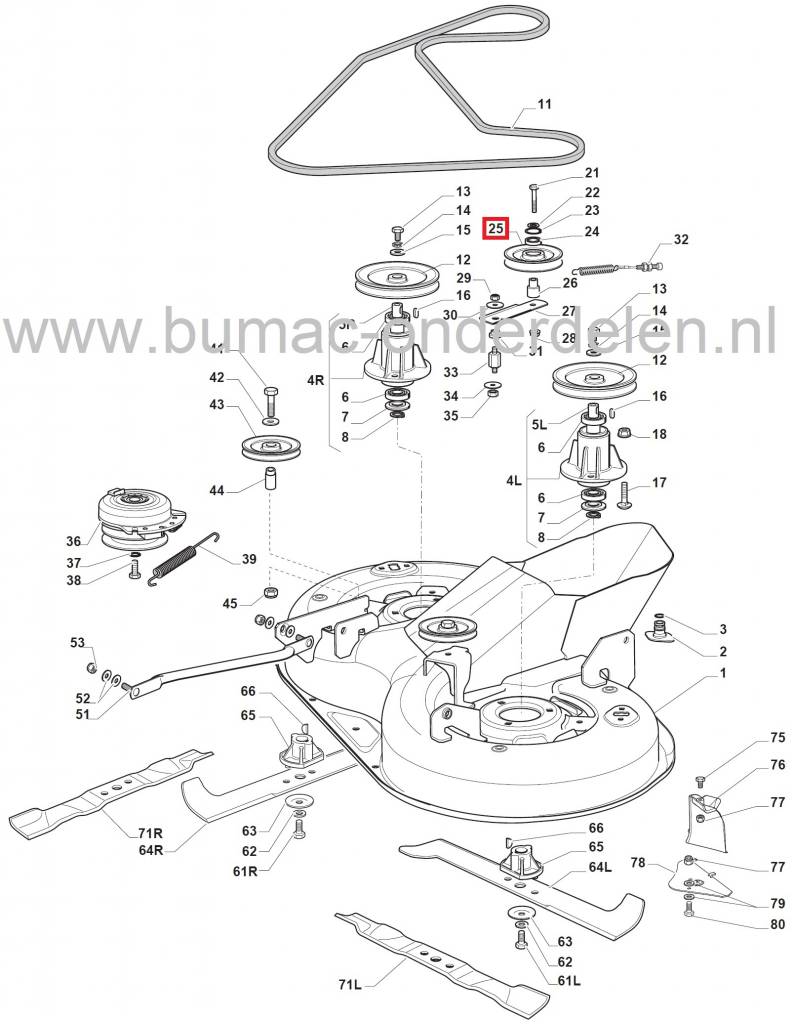 Spanpouly voor Castelgarden MP84 - PDC140 - XDC135HD - XDC140 - XDC140HD, Mountfield T30M - 1430 - 1430H, Stiga SC84 - SC8414 - Estate Master HST, Poelie, Poulie voor Zitmaaiers, Castel Garden, onderdeel