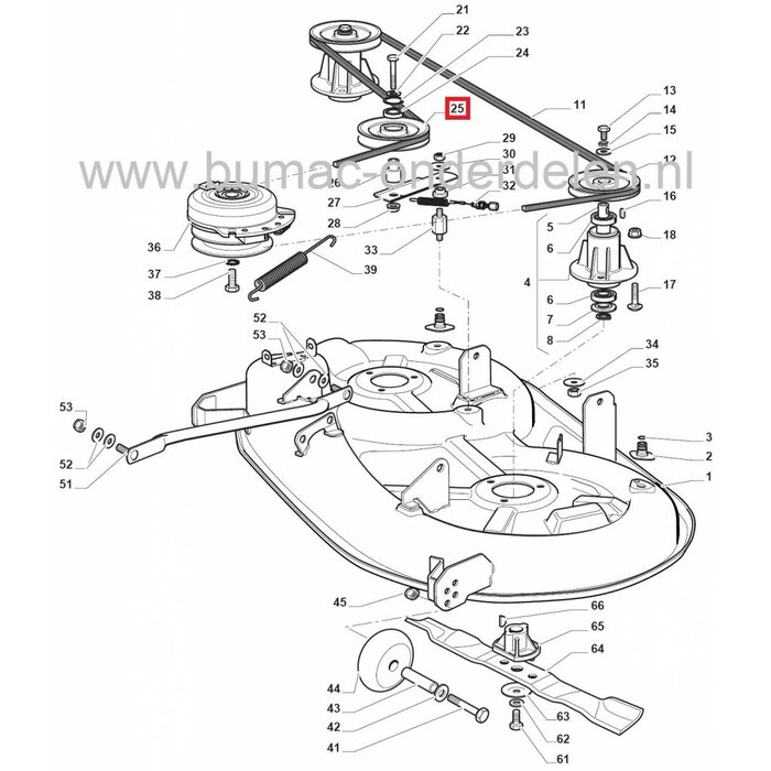Poelie voor Castelgarden XD98 - XD140 - XDL170 - XDL190HD - SD98 - L185BH, Stiga SD98 - Estate Tornado - Estate Tornado II - HST108, Zitmaaiers met een Maaibreedte van 98 en 108 Cm, Mulch, Zijuitworp, Span Poelie, Poely, Poulie, Castel Garden, Spanpoelie
