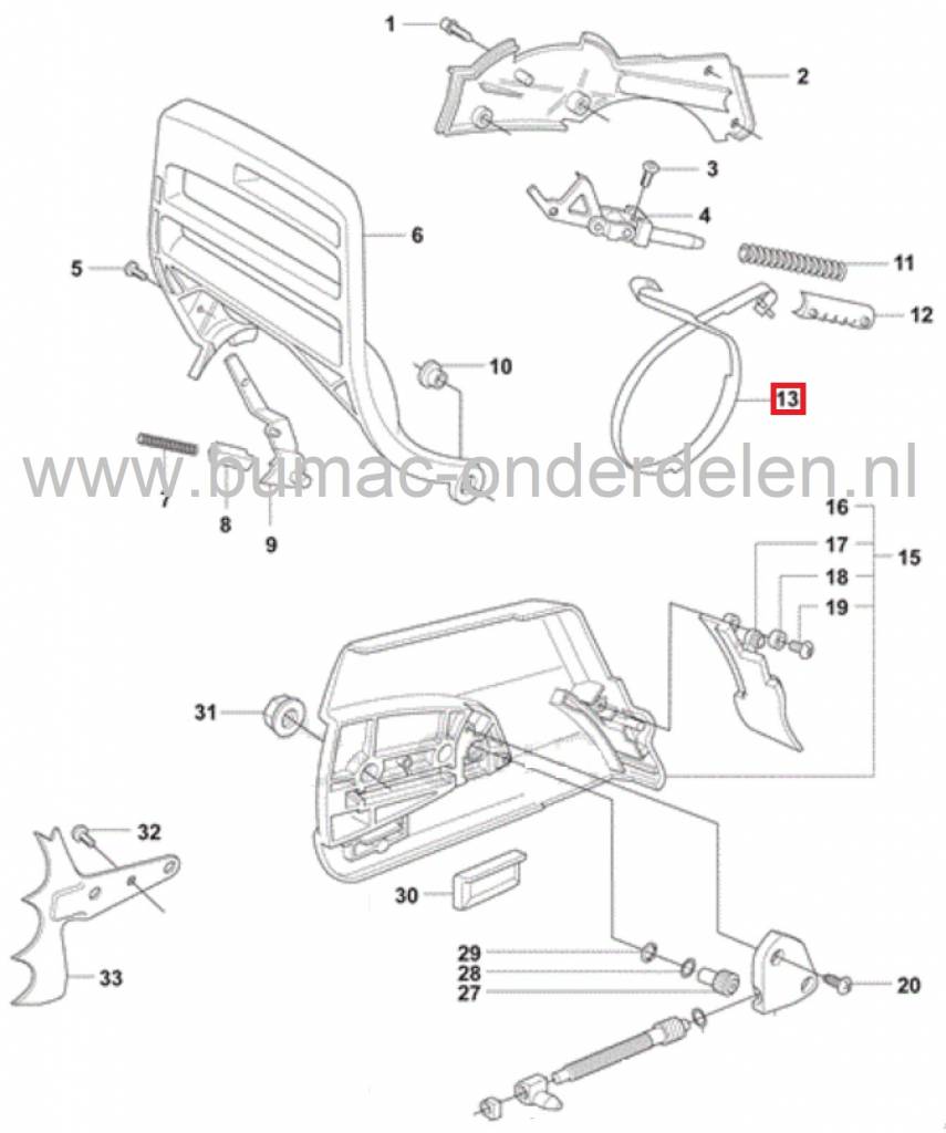 Remband voor Husqvarna 362 - 365 - 371 - 372 - 385 - 390 - 570 - 575 - 576, Jonsered CS2163 - CS2171 - CS2188 Kettingzaag - Motorzaag, Remband voor Motorzagen onderdeel, remveer voor stoppen zaagketting