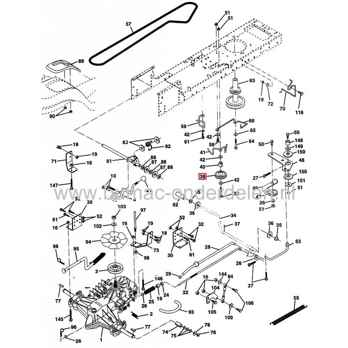 Poelie voor Husqvarna, Craftsman, Jonsered, Partner, Lazer, AYP, Wizard, Roper, McCulloch, Yardpro Zitmaaiers, Frontmaaiers, Tuintrekkers, Pouly