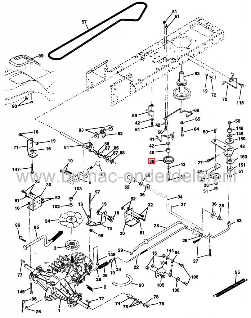 Poelie voor Husqvarna, Craftsman, Jonsered, Partner, Lazer, AYP, Wizard, Roper, McCulloch, Yardpro Zitmaaiers, Frontmaaiers, Tuintrekkers, Pouly