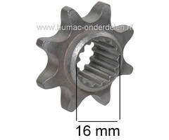 Kettingtandwiel 8 Tands Castelgarden - Stiga - Alpina - Mountfield, Zitmaaier - Frontmaaier - Tuintrekker, Garden Compact, 625M, 725M, HT63, EL63M