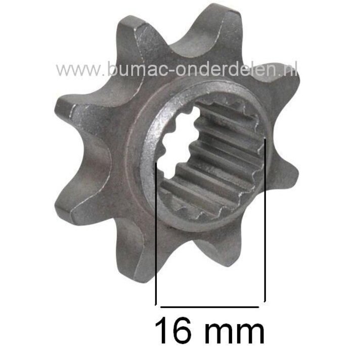 Tandwiel 8 Tands Spline voor Ketting Castelgarden - Stiga - Alpina - Mountfield, Zitmaaier - Frontmaaier - Tuintrekker