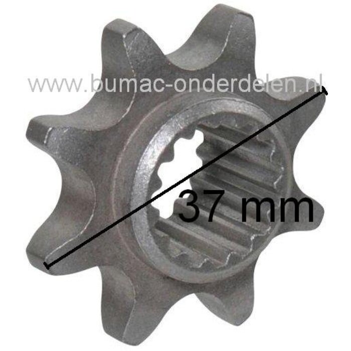 Tandwiel 8 Tands Spline voor Ketting Castelgarden - Stiga - Alpina - Mountfield, Zitmaaier - Frontmaaier - Tuintrekker