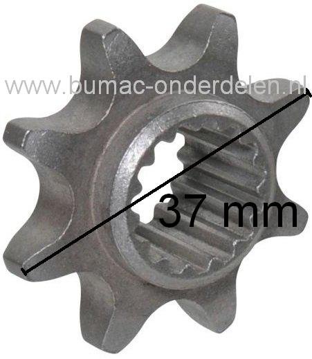 Tandwiel 8 Tands Spline voor Ketting Castelgarden - Stiga - Alpina - Mountfield, Zitmaaier - Frontmaaier - Tuintrekker