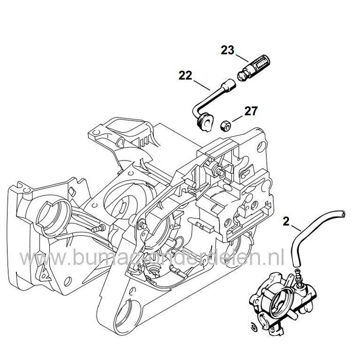 Olieslang voor Stihl Kettingzaag 024, 026, 034, 036, 064, 066, MS240, MS260, MS340, MS341, MS360, MS361, MS362, MS441, MS640, MS650, MS660 en MS661, onderdeel
