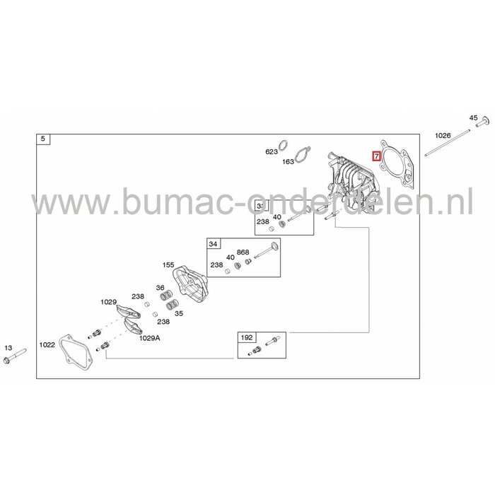 Koppakking BRIGGS & STRATTON voor oa 550 Serie - 140 CC, B&S Spirit Motoren op Grasmaaiers, Loopmaaiers, Gazonmaaiers, B en S Kop Pakkingen, 08P502 - 09P602 - 09P702