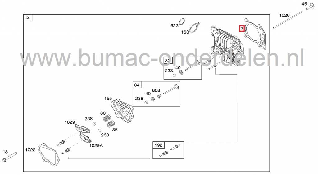 Koppakking BRIGGS & STRATTON voor oa 550 Serie - 140 CC, B&S Spirit Motoren op Grasmaaiers, Loopmaaiers, Gazonmaaiers, B en S Kop Pakkingen, 08P502 - 09P602 - 09P702