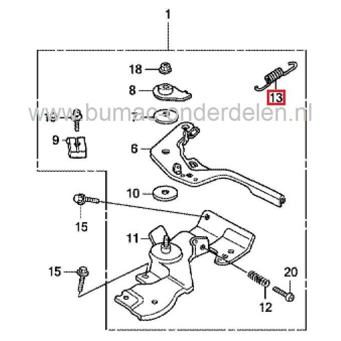 Veer Gashendel HONDA GX200 Motoren, Terugstel Veren voor Hendel Gasbediening bij Honda GX 200 Motor met Horizontale Krukas op Aggregaat, Generator, Kart, Blower, Tuinfrees, Waterpomp, Trilplaat, Regulateurveer, Honda Toerenregelveer, Regulateur Veren Hond