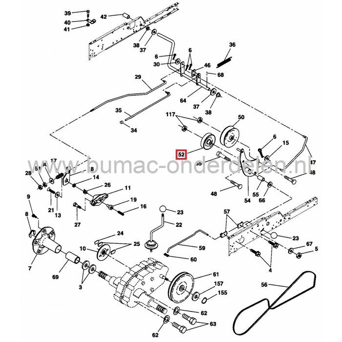 Spanpoelie voor Husqvarna, Jonsered, Wizard, AYP, Roper, Scag, Bunton Zitmaaiers, Frontmaaiers, V snaar Poelie voor Aandrijving van het Maaidek, de Maaimessen, Spanrol, V-riem Draairol, onderdeel