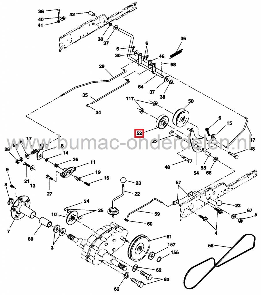 Spanpoelie voor Husqvarna, Jonsered, Wizard, AYP, Roper, Scag, Bunton Zitmaaiers, Frontmaaiers, V snaar Poelie voor Aandrijving van het Maaidek, de Maaimessen, Spanrol, V-riem Draairol, onderdeel