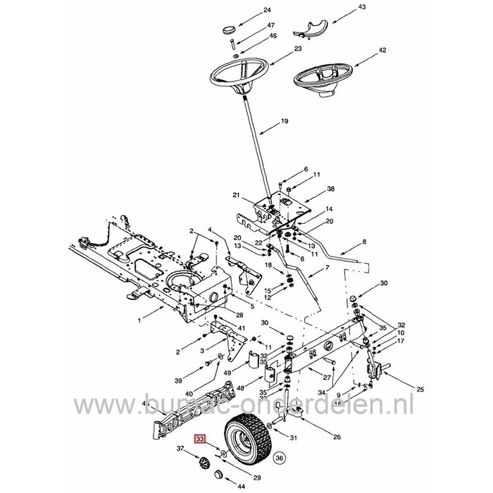 Stalen Ring MTD oa voor Wielas, Sluitringen voor MTD - Wolf - Cub Cadet - Yardman - Bolens - White Zitmaaiers, Frontmaaiers, Tuintrekkers, Plaat, Platen, Sluit Ringen