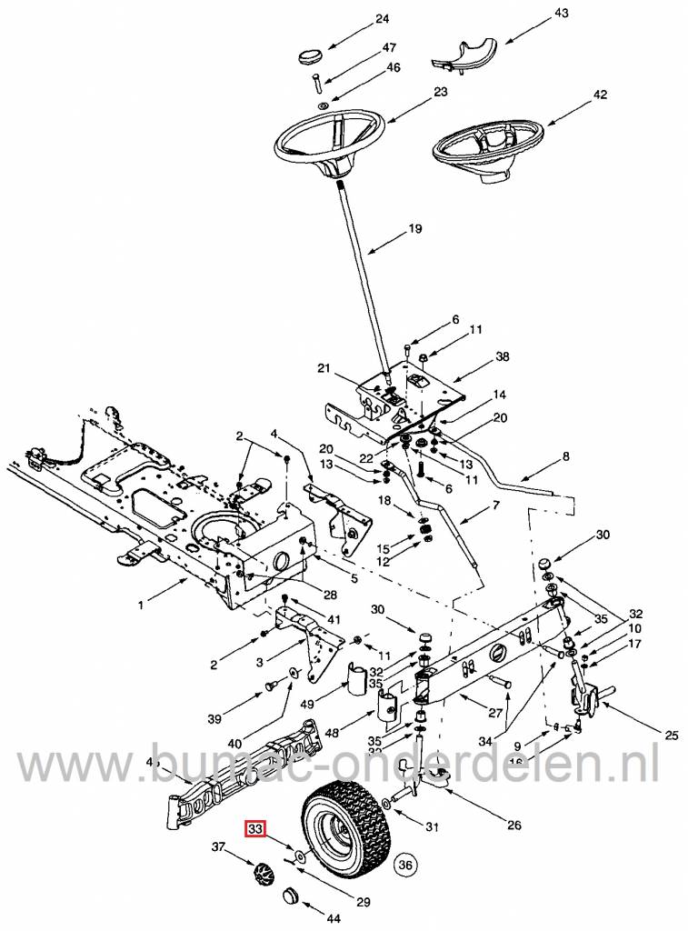 Stalen Ring MTD oa voor Wielas, Sluitringen voor MTD - Wolf - Cub Cadet - Yardman - Bolens - White Zitmaaiers, Frontmaaiers, Tuintrekkers, Plaat, Platen, Sluit Ringen