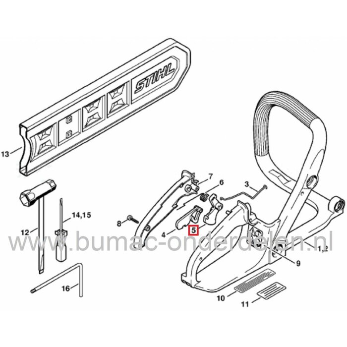 Gashendel voor STIHL 017 - 018 - MS170 - MS180 Kettingzaag, Hendel voor Gasbediening bij Stihl Kettingzagen - Motorzagen, Gas Bedieningshendels voor STIHL Kettingzaag, Motorzaag