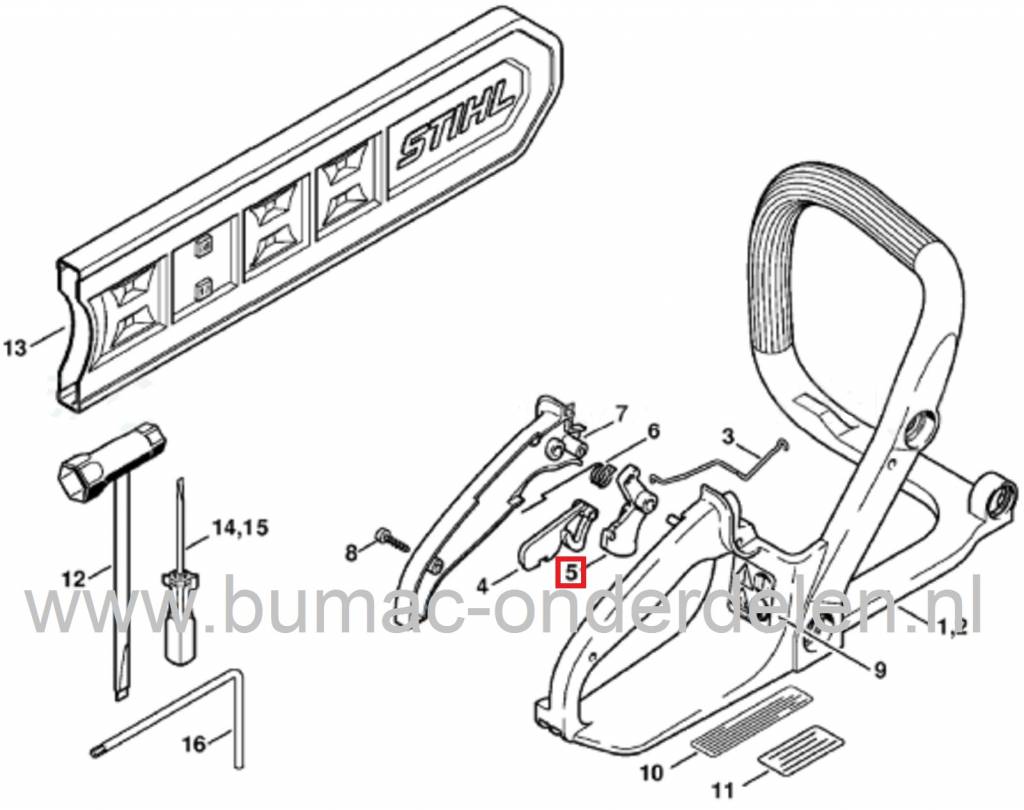 Gashendel voor STIHL 017 - 018 - MS170 - MS180 Kettingzaag, Hendel voor Gasbediening bij Stihl Kettingzagen - Motorzagen, Gas Bedieningshendels voor STIHL Kettingzaag, Motorzaag