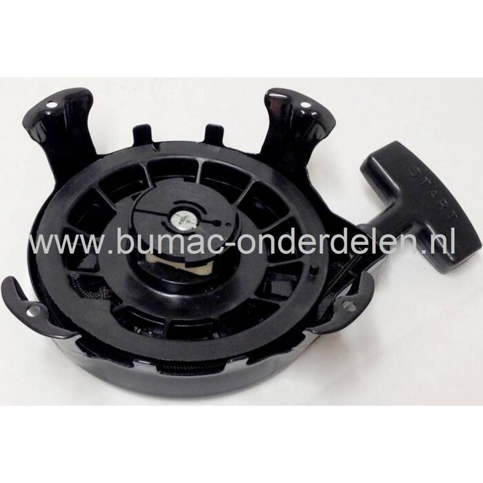 Starter Compleet voor Briggs & Stratton Motoren met Horizontale Krukas op Generator - Waterpomp - Aggregaat - Tuinfrees - Houtversnipperaar - Triliplaat, B&S Complete Handstarters, Repeteerstarters voor Briggs and Stratton Motoren, B en S Starterdelen