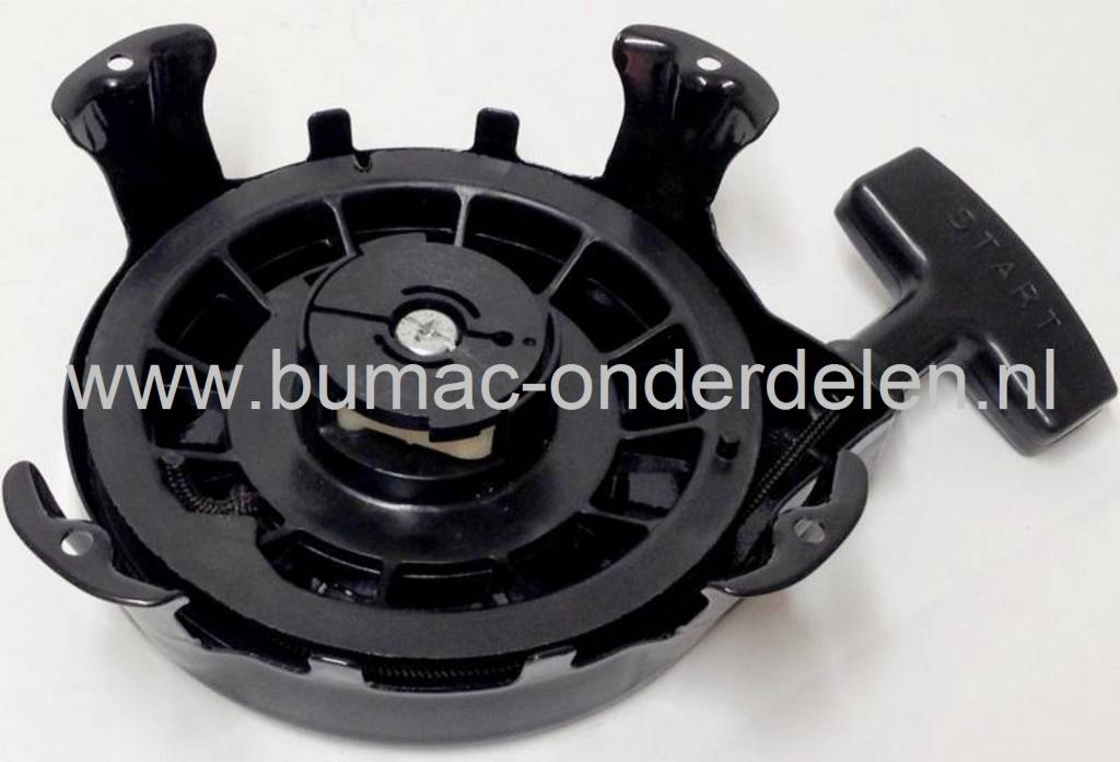 Starter Compleet voor Briggs & Stratton Motoren met Horizontale Krukas op Generator - Waterpomp - Aggregaat - Tuinfrees - Houtversnipperaar - Triliplaat, B&S Complete Handstarters, Repeteerstarters voor Briggs and Stratton Motoren, B en S Starterdelen