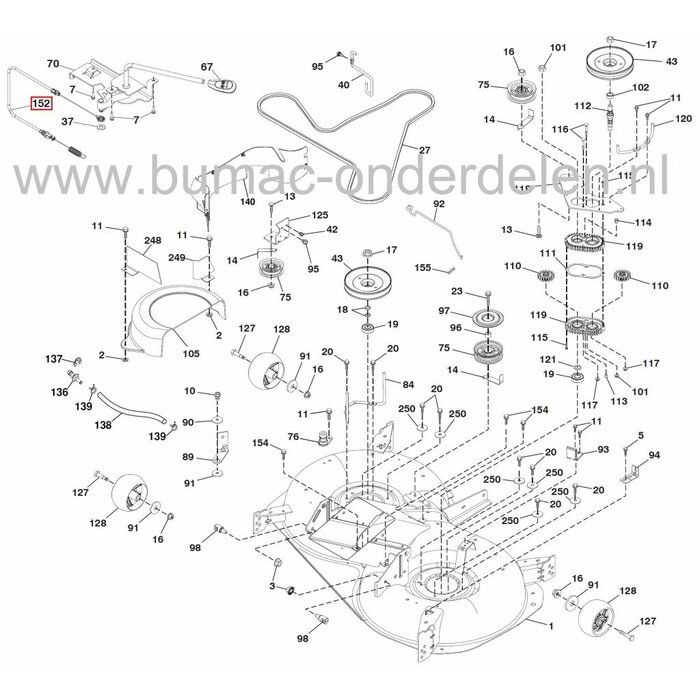 Kabel Mesinschakeling Zitmaaiers Husqvarna, McCulloch, Jonsered, Partner, AYP, Lazer, Wizard, Roper, Yardpro, Craftsman, Bedieningskabels voor inschakelen Maaimessen, Koppelingskabels, Kabels Maaimes Inschakeling bij Zitmaaiers, Frontmaaiers, Tuintrekkers