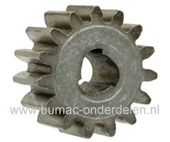 Tandwiel Wielaandrijving ALKO 470BR, 5200BR, Comfort 52BR Loopmaaiers, Grasmaaiers, Benzinemaaiers, Rondsel, Pignonwiel 15 Tands voor Aandrijving van de Wielen bij AL-KO en Brill Grasmachines, Gazonmaaiers, Duwmaaiers