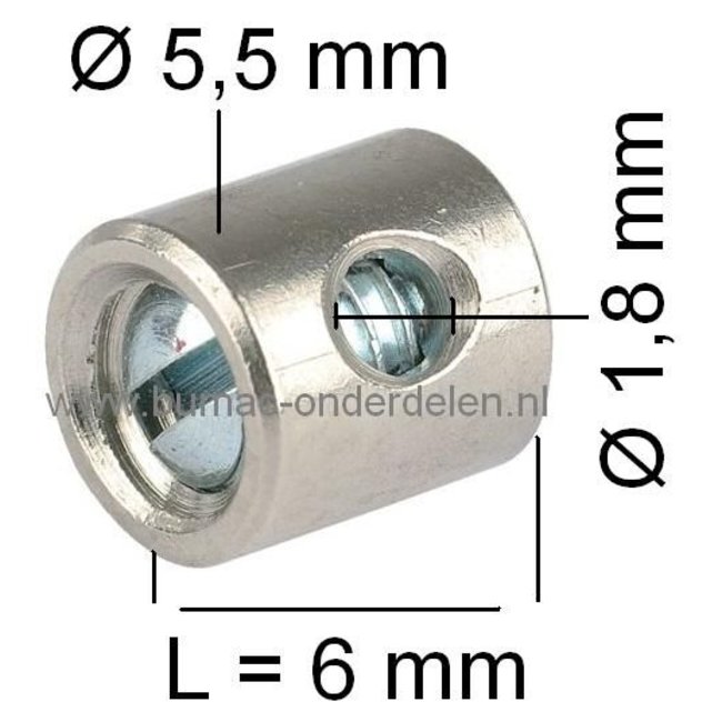 Schroefton voor Kabel T/m Ø 1,8 mm voor Remkabel - Gaskabel - Koppelingskabel - Chokekabel - Motorremkabel - Stuurkabel op Grasmaaier - Zitmaaier - Frontmaaier - Brommer - Quad - Minikraan - Shovel - Scooter