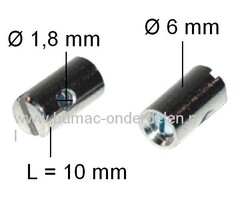 Schroefton voor Binnenkabel T/m Ø 1,8 mm voor het zelf Samenstellen van een Bedieningskabel Gaskabel - Chokekavel - Remkabel - Stuurkabel, Schroefton met Oog - Z Haak of Ton