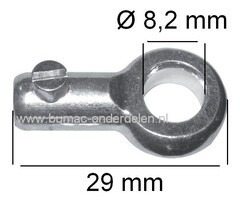 Kabelbevestiging met Oog Ø 8,2 mm voor Kabels T/m Ø 2,5 mm dik Schroefton op Zitmaaier, Trekker, Grasmaaier, Frontmaaier, Minikraan, Shovel, Bobcat, Skelter, Cart, Brommer van Kubota, Iseki, Shibaura, Honda, Johndeere