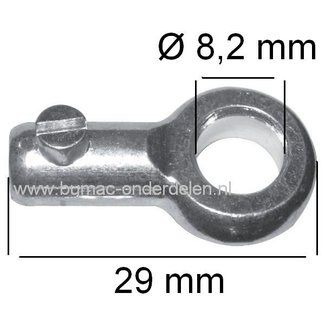 Kabelbevestiging met Oog Ø 8,2 mm voor Kabels T/m Ø 2,5 mm dik Schroefton op Zitmaaier, Trekker, Grasmaaier, Frontmaaier, Minikraan, Shovel, Bobcat, Skelter, Cart, Brommer van Kubota, Iseki, Shibaura, Honda, Johndeere