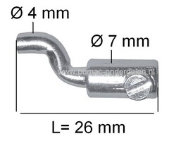 Kabelbevestiging met Z Haak Ø 4 mm voor Kabels T/m Ø 2,5 mm Schroefnippel voor Bedieningskabel, Stuurkabel, Gaskabel, Remkabel, Chokekabel, Koppelingskabel Schroefton Trekkers, Grasmaaiers, Frontmaaiers, Zitmaaier, Shovel, Hijskraan,