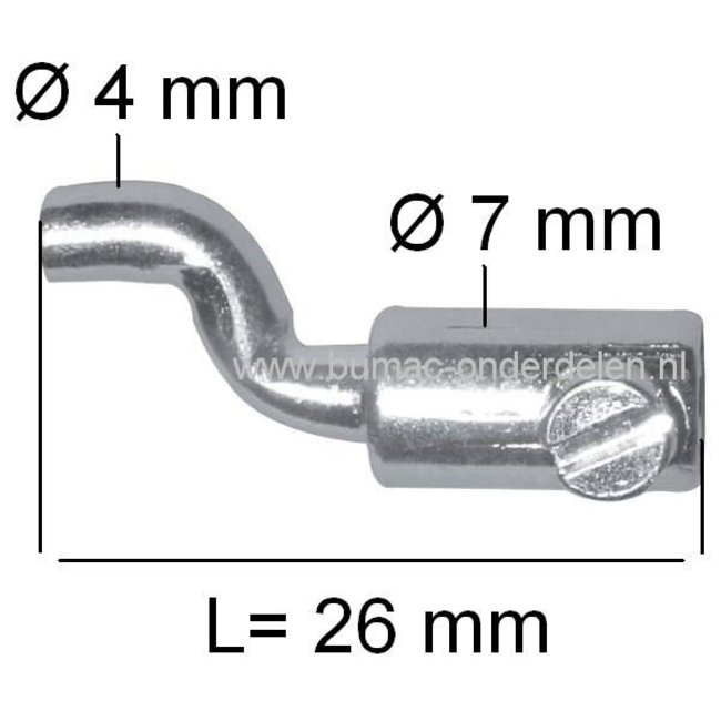 Kabelbevestiging met Z Haak Ø 4 mm voor Kabels T/m Ø 2,5 mm Schroefnippel voor Bedieningskabel, Stuurkabel, Gaskabel, Remkabel, Chokekabel, Koppelingskabel Schroefton Trekkers, Grasmaaiers, Frontmaaiers, Zitmaaier, Shovel, Hijskraan,