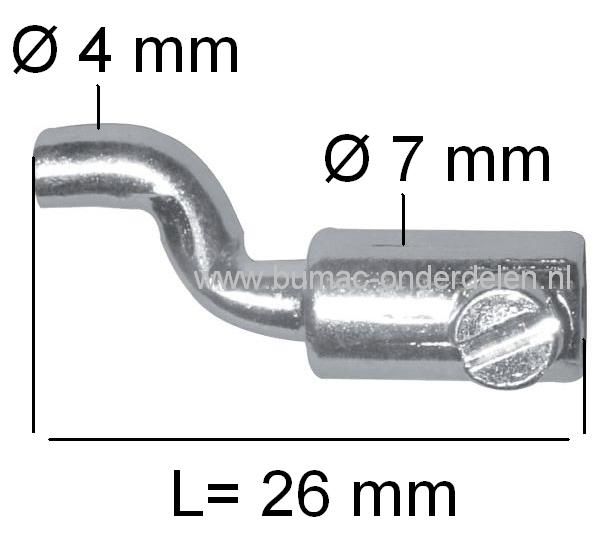 Kabelbevestiging met Z Haak Ø 4 mm voor Kabels T/m Ø 2,5 mm Schroefnippel voor Bedieningskabel, Stuurkabel, Gaskabel, Remkabel, Chokekabel, Koppelingskabel Schroefton Trekkers, Grasmaaiers, Frontmaaiers, Zitmaaier, Shovel, Hijskraan,