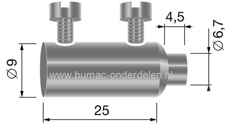 Schroefnippel - Kabelverbinder voor Kabels T/m Ø 3,5 mm voor Koppelingskabel - Chokekabel - Remkabel - Stuurkabel - Gaskabel - Bedieningskabel van Trekker, Grasmaaier, Zitmaaier, Frontmaaier, Scooter, Quad, Brommer, Auto, Skelter, Min