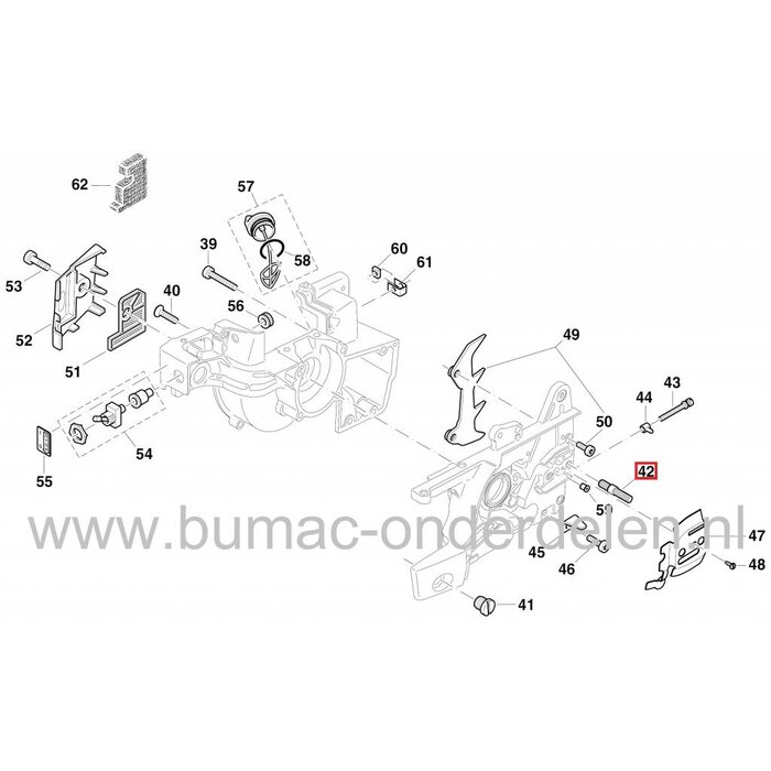 Tapeind M8,125 DOLMAR Bevestigen Zaagblad, Rechterzijkap bij Kettingzaag, Motorzaag, Stiftschroef M8x30 Dolmar, Makita Kettingzagen, Motorzagen, Stift Schroef, Schroeven voor Bevestiging Zaagbladen, Zij Kap Rechts, Draadeind