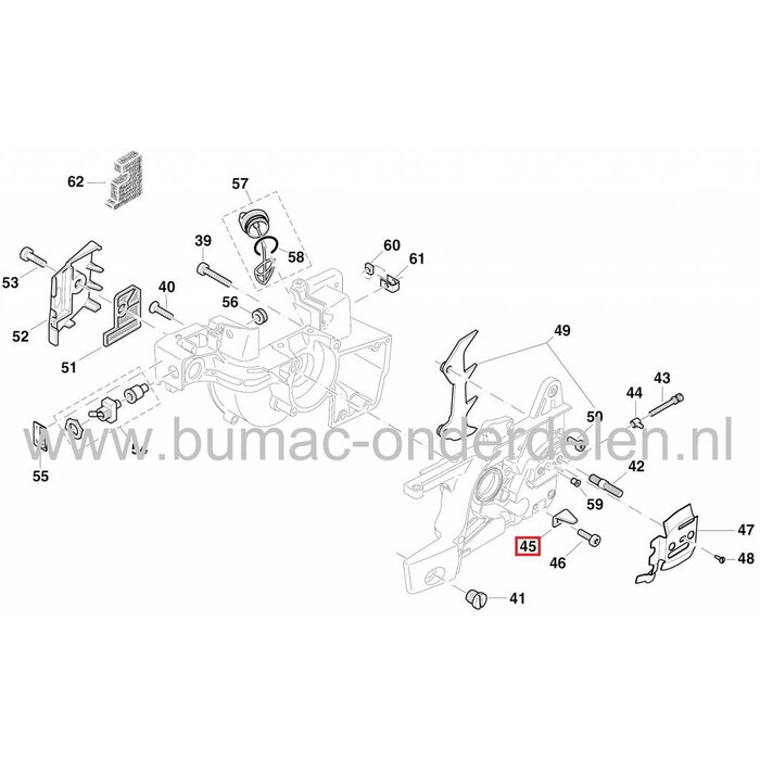 Kettingvanger Dolmar - Makita 109, 110, 111, 115, PS5105, DCS430, DCS431, DCS520, DCS540, DCS2501, DCS4300, DCS5200i, Vangers voor Zaagkettingen Dolmar, Makita, Ketting Vangers DOLMAR - MAKITA Kettingzaag, Motorzaag onderdeel