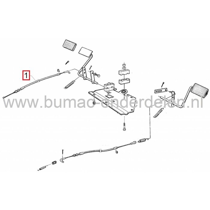 Koppelingskabel voor Aandrijving van de Wielen - Versnellingsbak bij Jonsered FR2111 - Rider11 en Husqvarna Frontmaaier, 506952501