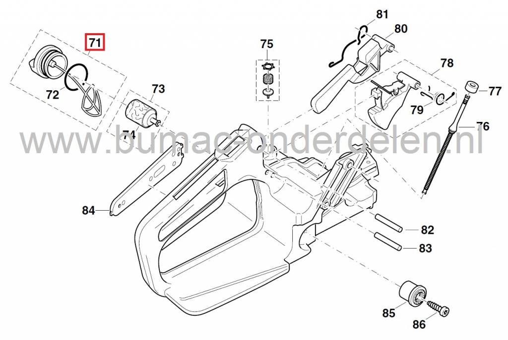 Benzinedop Dolmar 109, 110, 111, 112, 114, 115, 116, 117, 120, PS43, PS52, PS540, PS5105, Makita DCS430, DCS431, DCS520, DCS540, DCS2501, DCS4300, DCS5200i Brandstofdop voor Kettingzaag, Motorzaag, Brandstof Dop, Benzine Dop, onderdeel