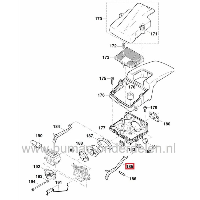 Chokehendel Dolmar 110i en 115i Kettingzaag, Dolmar, Makita Chokehendels voor Kettingzagen, Motorzagen Dolmar, Choke Bediening Hendel voor Kettingzagen, Motorzagen onderdeel