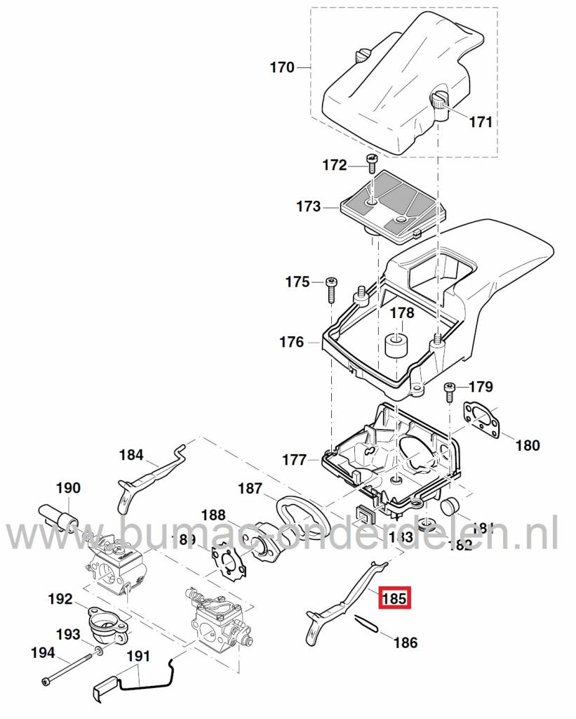 Chokehendel Dolmar 110i en 115i Kettingzaag, Dolmar, Makita Chokehendels voor Kettingzagen, Motorzagen Dolmar, Choke Bediening Hendel voor Kettingzagen, Motorzagen onderdeel