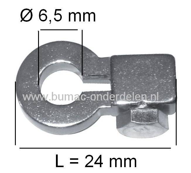 Kabel Bevestiging met Oog Ø 6,5 mm, Schroefnippel voor aan Uiteinde van Kabels T/m Ø 2,5 mm, Koppelingskabel, Bedieningskabel van Stiga, MTD, Husqvarna, Castelgarden, Wolf, Honda, Alko, Viking, Jonsered, Partner, Wizard onderdeel
