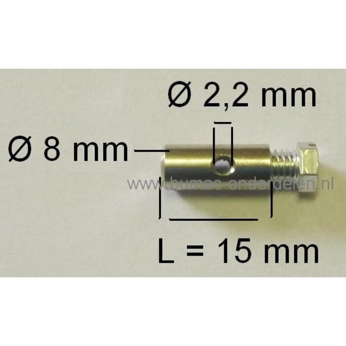 Schroefton voor Kabels T/m Ø 2,2 mm Bevestigingsnippel om Binnenkabels op Maat te Maken, Schroefnippel voor Zitmaaier, Tuintrekker, Frontmaaier, Tuinfrees, Hakfrees, Cart, Skelter, Brommer, Grasmaaier, Veegmachine,