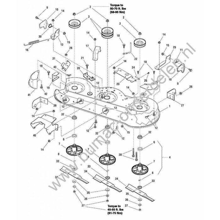 Mes voor Murray LT 80 - ELT22460 en Snapper - Simplicity Zitmaaier - Tuintrekker, Murray LT80 en ELT22460 46 Inch - 117 Cm Maaidek Mulch - Zijuitworp