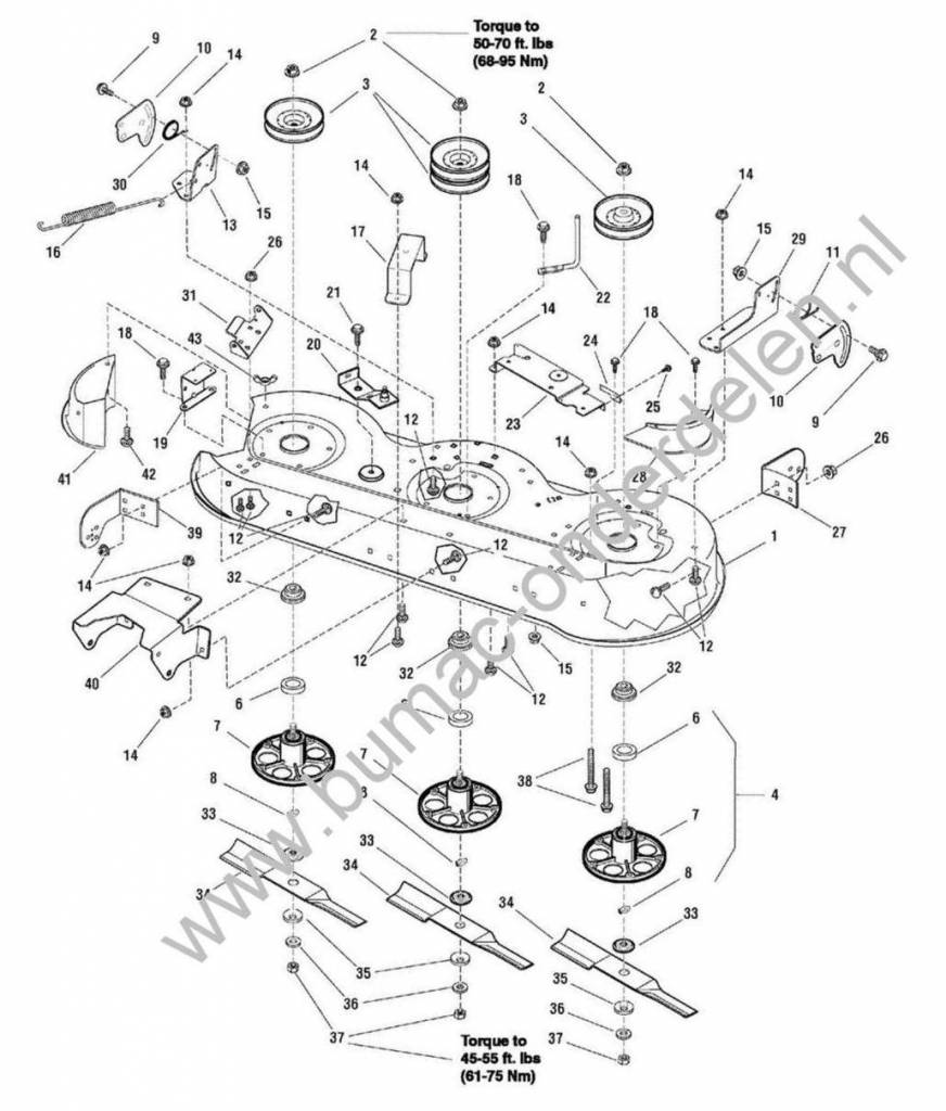 Mes voor Murray LT 80 - ELT22460 en Snapper - Simplicity Zitmaaier - Tuintrekker, Murray LT80 en ELT22460 46 Inch - 117 Cm Maaidek Mulch - Zijuitworp