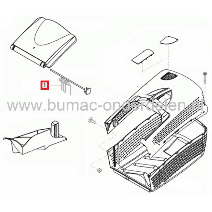 Veer Achterklep ALKO, BRILL Loopmaaiers, Silver 420, 470, 520, Silver Comfort 46, Torsieveer voor Achter Klep, Deksel bij AL-Ko en Brill Grasmaaiers, Gazonmaaiers, Cirkelmaaiers, Veren Deflector, Torsie Veer
