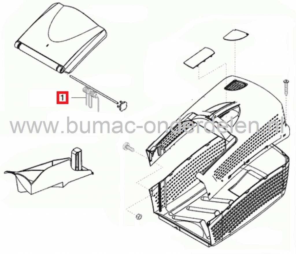 Veer Achterklep ALKO, BRILL Loopmaaiers, Silver 420, 470, 520, Silver Comfort 46, Torsieveer voor Achter Klep, Deksel bij AL-Ko en Brill Grasmaaiers, Gazonmaaiers, Cirkelmaaiers, Veren Deflector, Torsie Veer