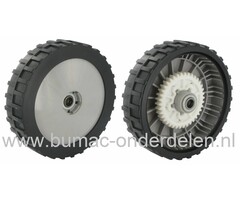 Wiel Ø 200 mm ALKO - BRILL - YAMAHA Grasmaaiers, Grasmaaierwiel AL-KO Powerline 4800 BR XXL, Yamaha YLM, Wiel Compleet met Tandwiel, Lagers en Wieldop, Alko, Brill Grasmaaiers, Benzinemaaiers, Cirkelmaaiers, Grasmaaimachines, Rad200rt Kpl Xxl46, onderdeel