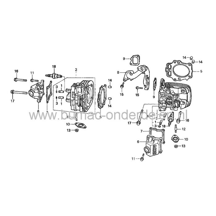 Koppakking voor Honda GXV610 - GXV620 - GX610 en GX620 Motor op Zitmaaier - Tuintrekker - Cart - Frontmaaier Cilinderpakking GXV 610 - GXV 620 - GX 610 en GX 620 onderdeel